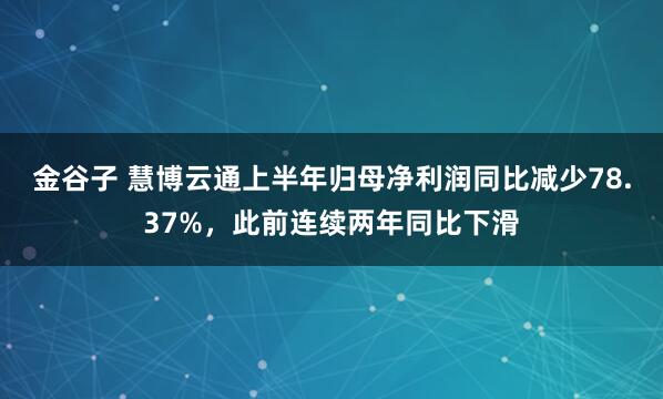 金谷子 慧博云通上半年归母净利润同比减少78.37%，此前连续两年同比下滑